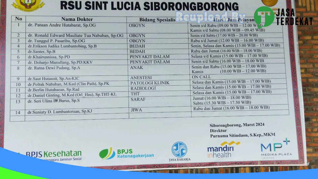 Gambar RSU SINT LUCIA SIBORONGBORONG: Jam Besuk, Ulasan, Alamat, dan Informasi Lainnya ke 3